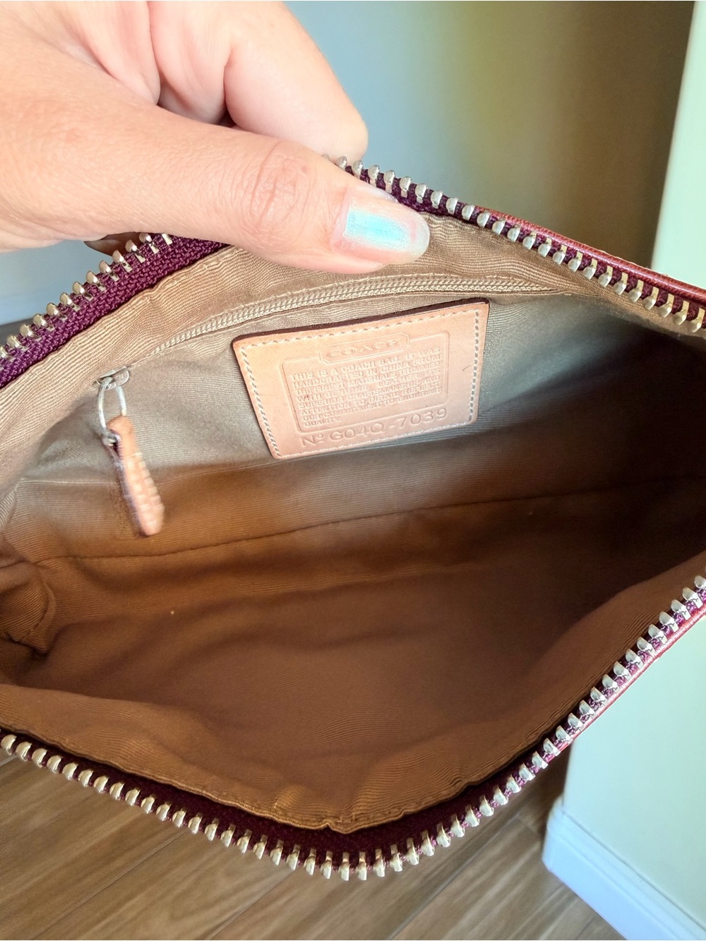 Coach Signature Stripe Demi Baguette shoulder bag pink berry suede - Picture 8 of 8